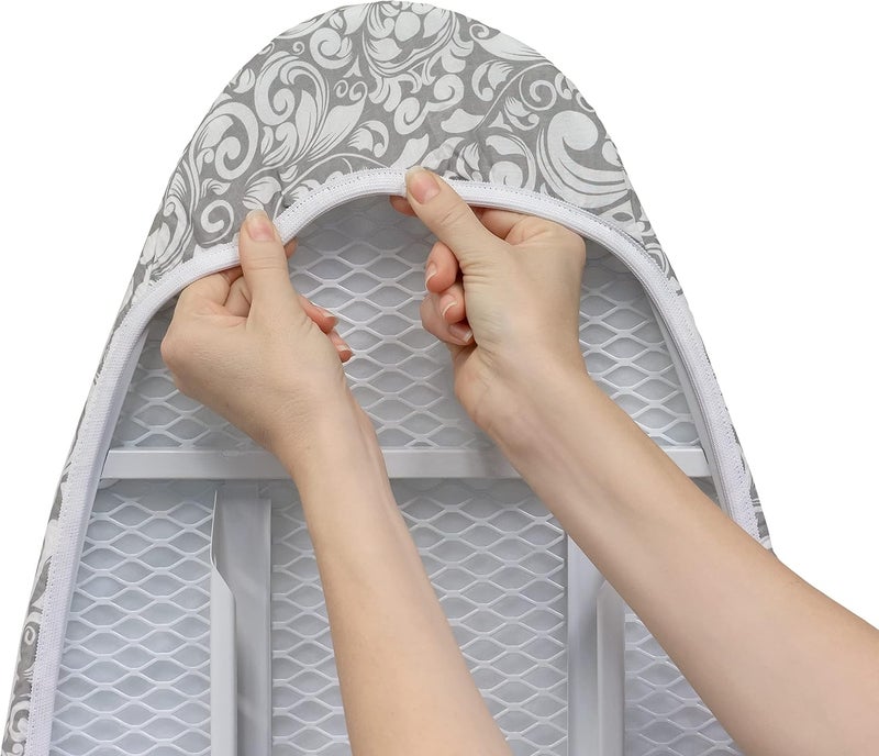 westex Floral Damask Heavy Duty Ironing Board Cover and Pad, Thick 3-Layer Stain Resistant Padding, Elasticized Skirt, Click-to-Close Fastener, 15 x 54 Inch (Board NOT Included, Cover ONLY) - Image 4